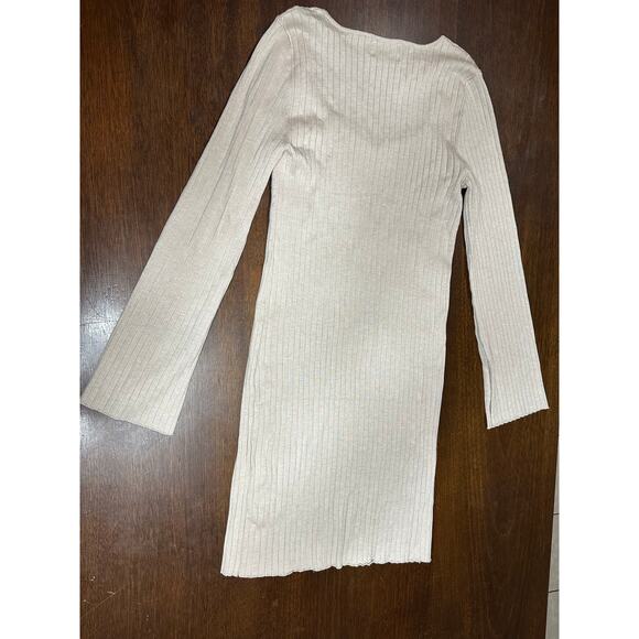 Olive & Oak Nude Beige Neutral Western BodyCon Dress XL Cowgirl Flare Sleeve - Picture 3 of 11